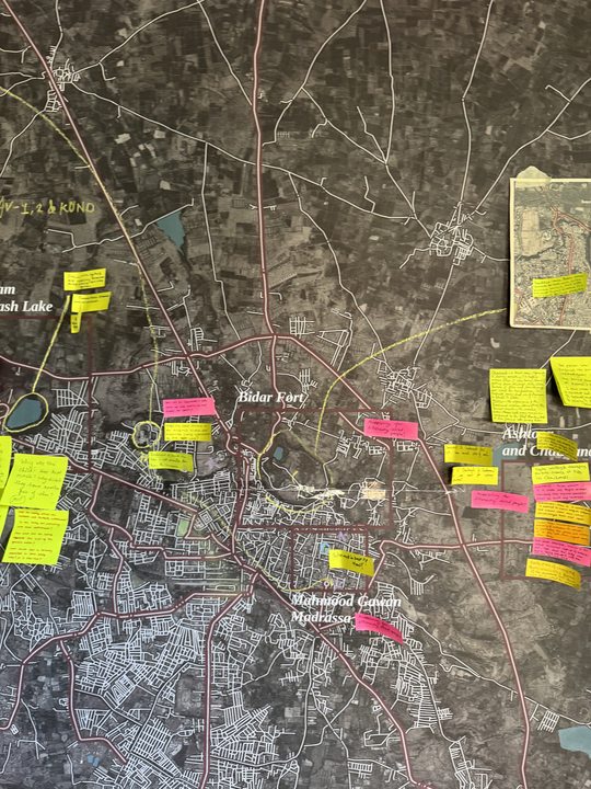 Collective mapping exercise layering notes and local observations in Bidar